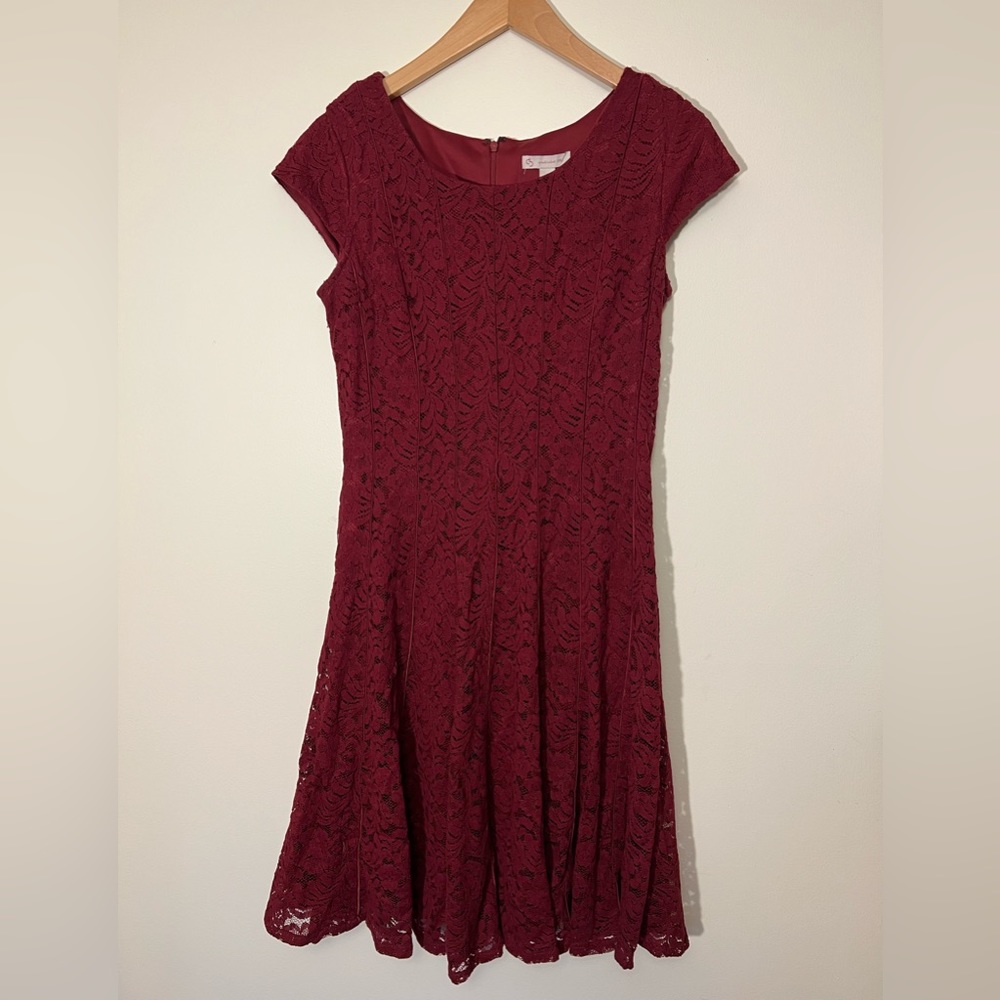 A Line dress with lace overlay